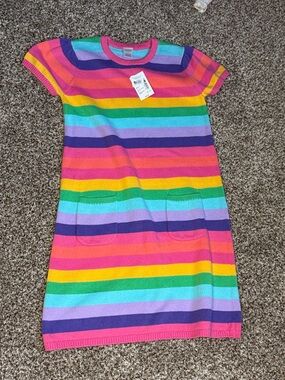 Gymboree Rainbow Stripe Knit Dress - Pink, Yellow, Green, Blue, Purple